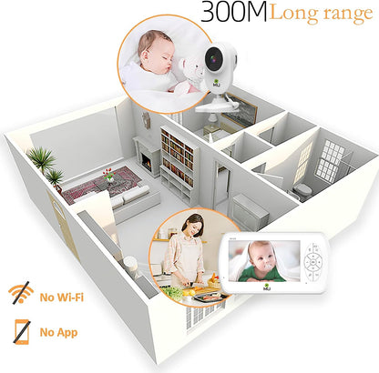Wireless No Wifi Video and Audio Baby Monitor, 4.3'' LCD Screen, 1080p High Resolution, VOX Function, Night Vision, Temperature Monitoring, 6 Lullabies (TV-BM520-2MP)