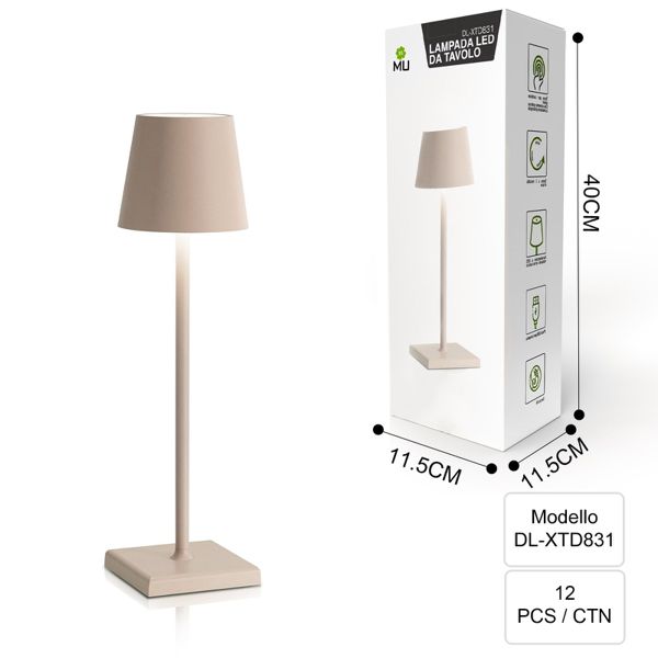 DL-XTD831  LAMPADA DA TAVOLO INFERRO TORTORA