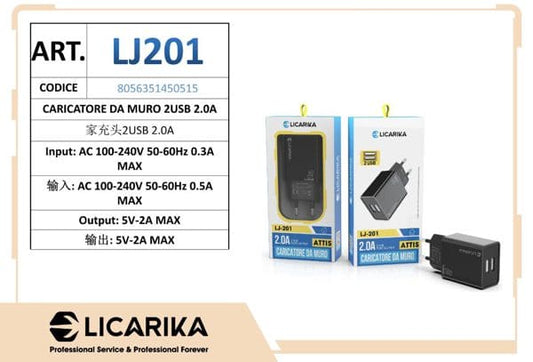 CARICARORE 2USB 2.0A NERO