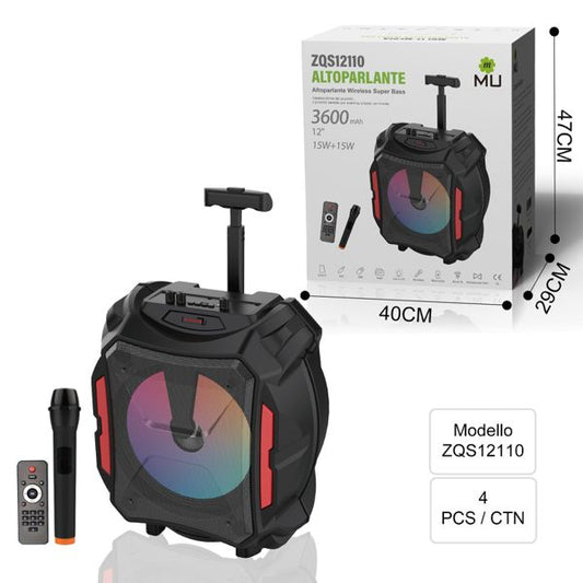 MU ZQS12110 ALTOPARLANTE WIRELESS SUPER BASS 3600mah 15W+15W