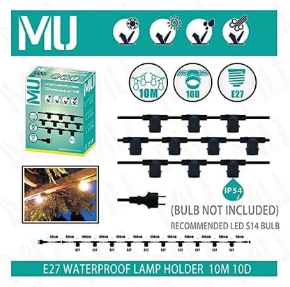 MU Catena Luminosa per Esterno Impermeabile 10 Metri (CAT10 O B/N) - Senza Lampadine *OFFERTA MULTIPACK*
