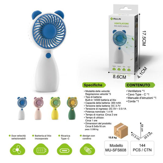 MU-SFS608 VENTILATORE RICARICABILE