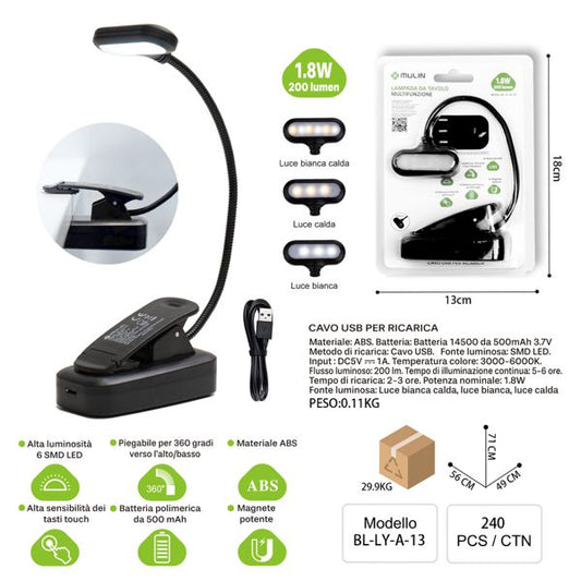 LAMPADA DA TAVOLO 1.8W 500mah