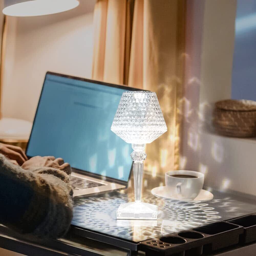 m MU Lampada da Tavolo DL-XTD805 LED Ricaricabile di Cristallo 3 Colori Decorativa.