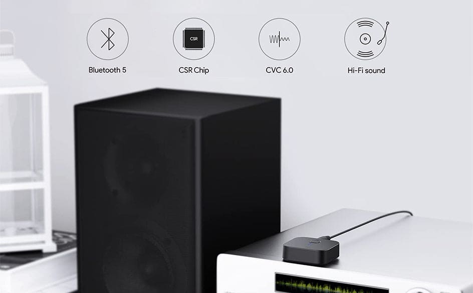 Aukey BR-C1 Bluetooth 5.0 Receiver Portable Wireless Audio Receiver for Car, Stereo, Audio Systems