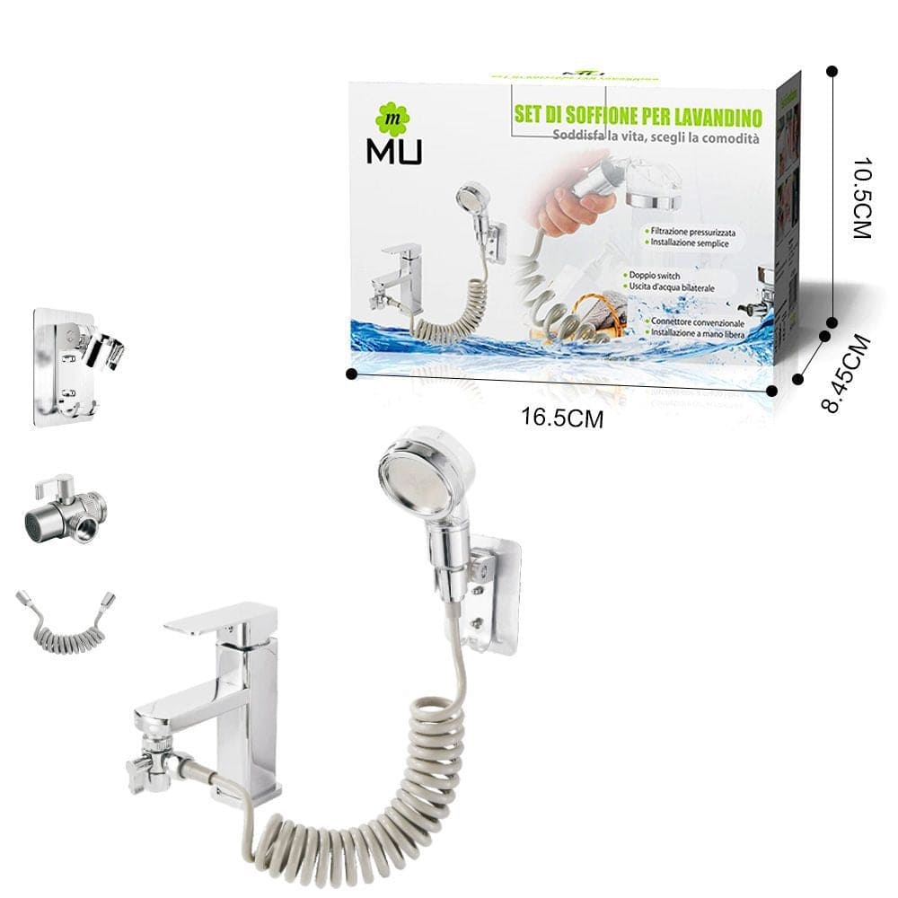Shower Head Set, Sink Shower Head with Spiral Hose for Kitchen and Bathroom 