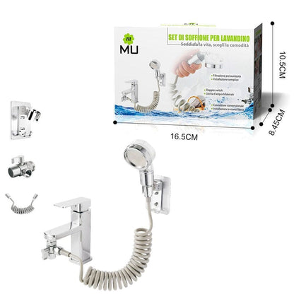 Shower Head Set, Sink Shower Head with Spiral Hose for Kitchen and Bathroom 