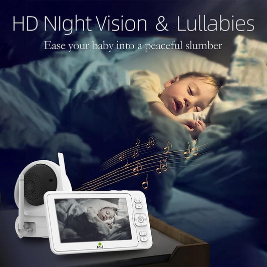 Wireless No Wifi Video and Audio Baby Monitor, 5'' LCD Screen, 1080p High Resolution, VOX Function, Night Vision, Temperature Monitoring, 6 Lullabies, 360° Rotation (TV-BM268-2MP)