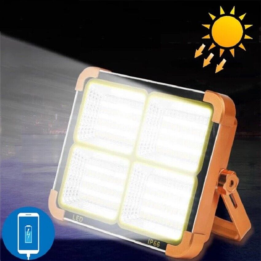Faretto LED Portatile con Ricarica Solare e Cavo USB 15W 20W 27W 35W Impermeabile Illuminazione a Lunga Durata per Campeggio, Escursioni, Pesca, Cantieri, Black out