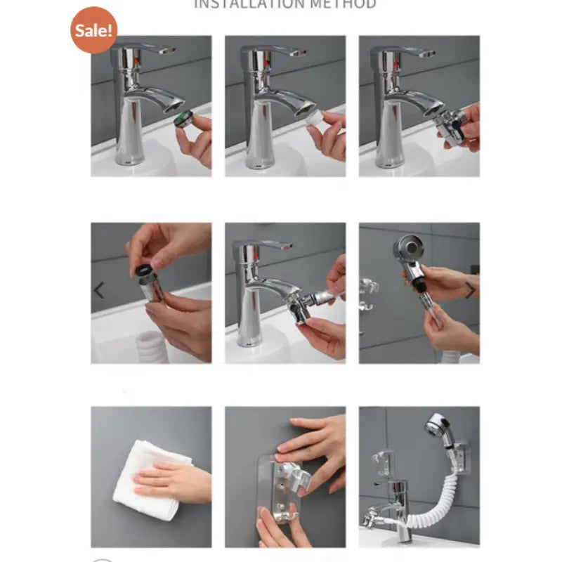 Shower Head Set, Sink Shower Head with Spiral Hose for Kitchen and Bathroom 