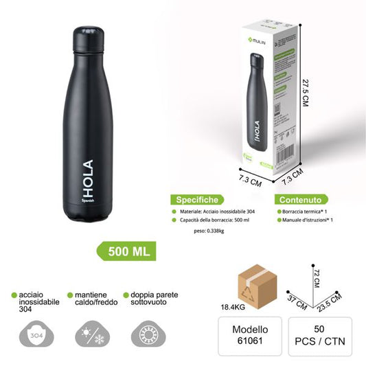 MU 61061 BOTTIGLIA ISOLATA SOTTOVUOTO 500ML NERO