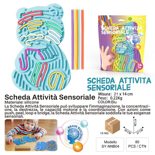 SCHEDA ATTIVITA SENSORIALE TEDDY BEAR BLU 21*14CM