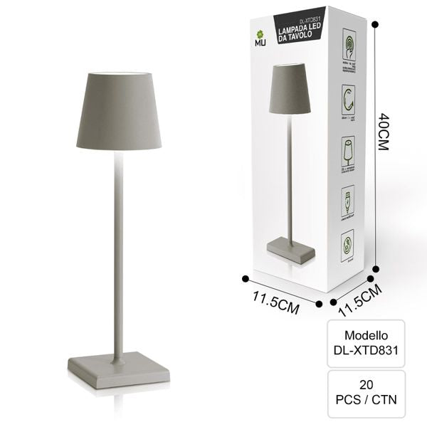 DL-XTD831  LAMPADA DA TAVOLO INFERRO GRIGIO CHIARO