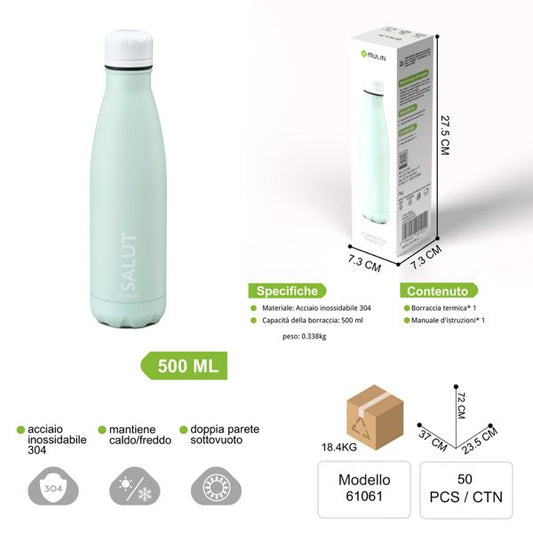 MU 61061 VERDE BOTTIGLIA ISOLATA SOTTOVUOTO 500ML NERO