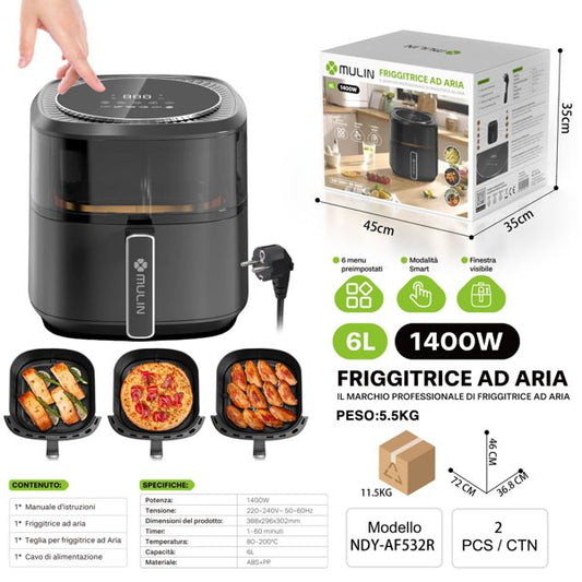FRIGGITRICE AD ARIA 6L NERA 1400W