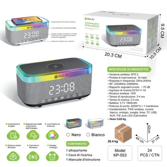 1800mAh  KP-553 ALTOPARLANTE CON LA RICARICA WIRELESS NERO