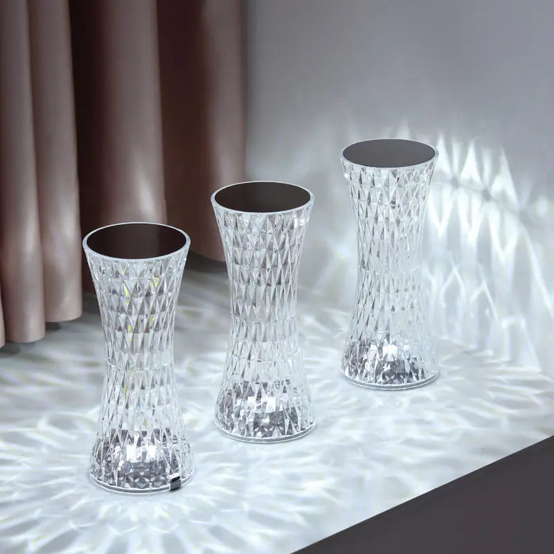 MU Lampada da Tavolo LED Touch Senza Fili Ricaricabile Lampada Effetto Cristallo