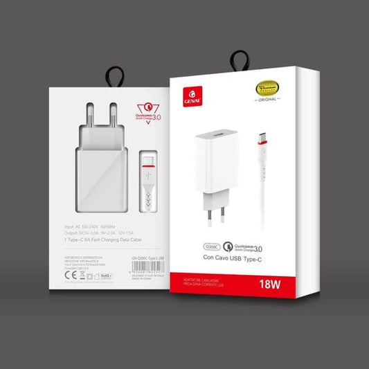 GENAI GN-Q300C TYPEC 18W TYPEC CARICATORE USB RAPIDA 3.0+CAVO