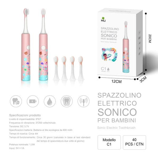 C1 SPAZZOLINO ELETTRICO SONICO PER BAMBINI ROSA