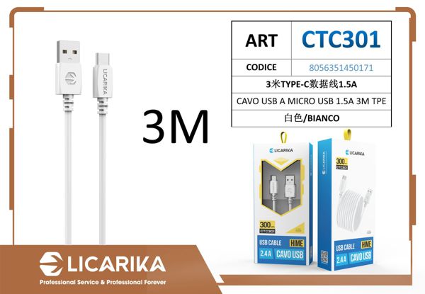 CAVO USB A TYPE-C 1.5V 3M TPE