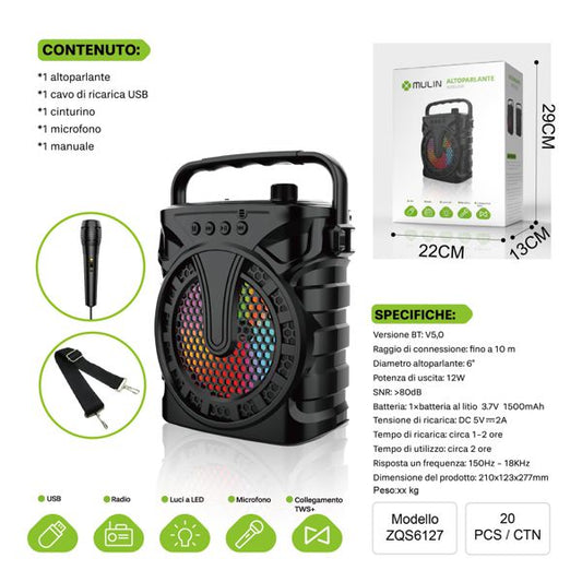 MU ZQS6127 ALTOPARLANTE WIRELESS 500mah 8W