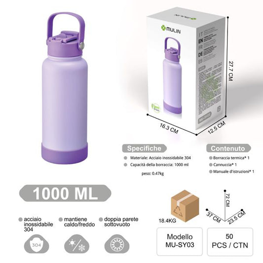 MU-SY03 VIOLA 1000ML DOPPIA PARETE SOTTO MANTIENE CALDE/FREDDO