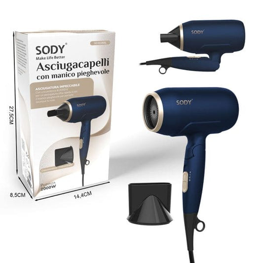 ASCIUGACAPELLI CON MANICO PIEGHEVOLE 2000W