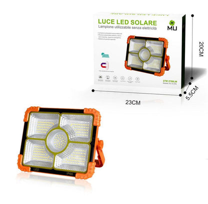 Faretto LED Portatile con Ricarica Solare e Cavo USB 15W 20W 27W 35W Impermeabile Illuminazione a Lunga Durata per Campeggio, Escursioni, Pesca, Cantieri, Black out