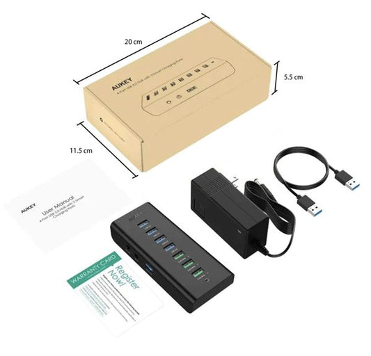 AUKEY 7-PORTPOWERED USB HUB 4 USB + 3 CHARGING PORTS