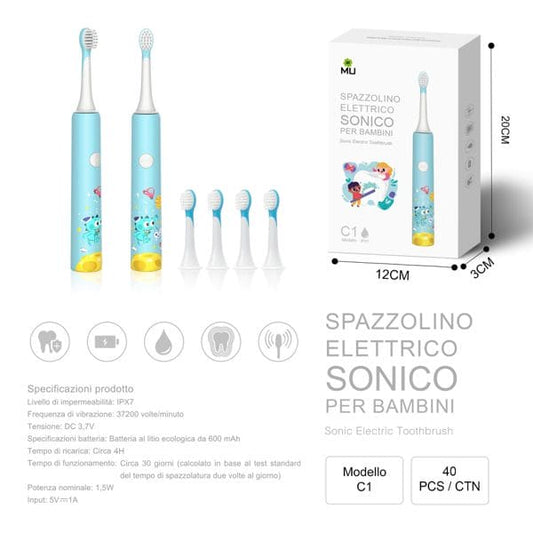 MULIN  C1 SPAZZOLINO ELETTRICO SONICO PER BAMBINI  AZZURRO