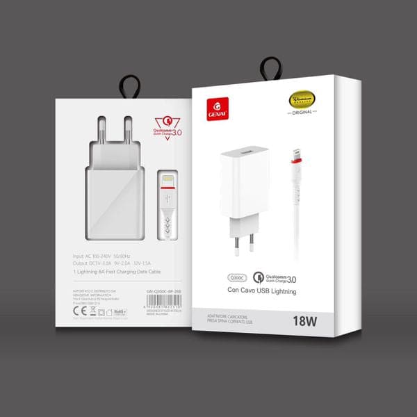 GENAI GN-Q300C-8F18WIPHONE CARICATORE USB RAPIDA 3.0+CAVO
