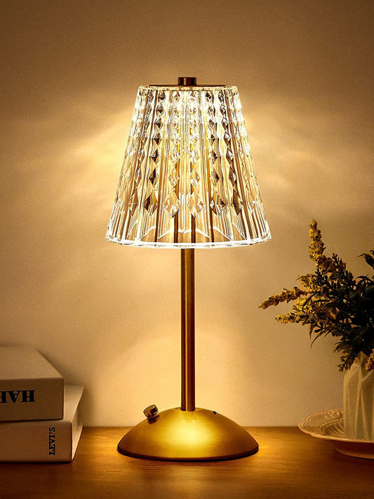 Lampada da Tavolo Senza Fili, Dimmerabile Abat Jour da Comodino Cristallo,3 Colori Lampada LED Ricaricabile Lampada da Comodino, Camera, Salotto, Ufficio, Bar, Ristoranti Lampada da Tavolo