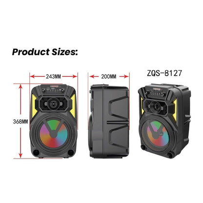 Cassa Altoparlante Bluetooth Ricaricabile Portatile con luci RGB e Microfono incluso – Connessione Radio Bluetooth USB TF (modello m Mu ZQS8127)