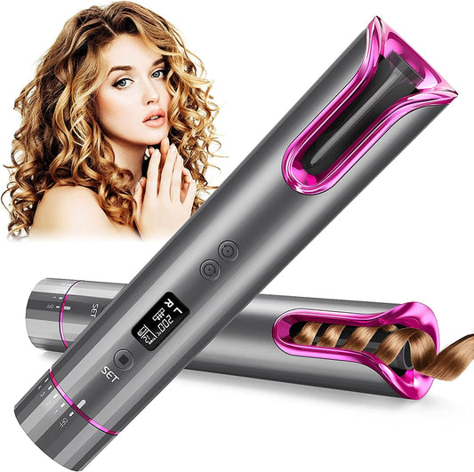 Automatic Curling Iron Professional Curling Iron - ZEROUR Portable Curling Iron Automatic Cordless Curling Iron Beautiful for Short Hair Long Hair 