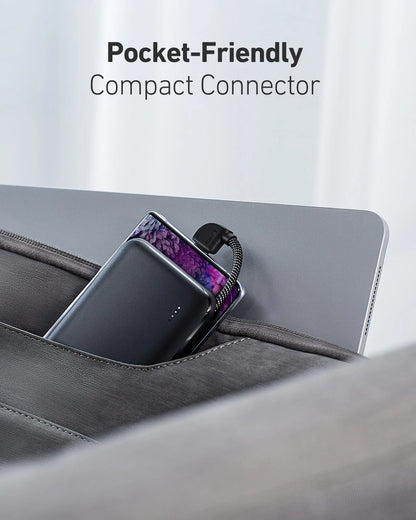 Aukey PB-N73C Power Bank Portable Charger 10,000mAh 18W Built-in USB-C Cable Fast Charging Compact Lightweight 