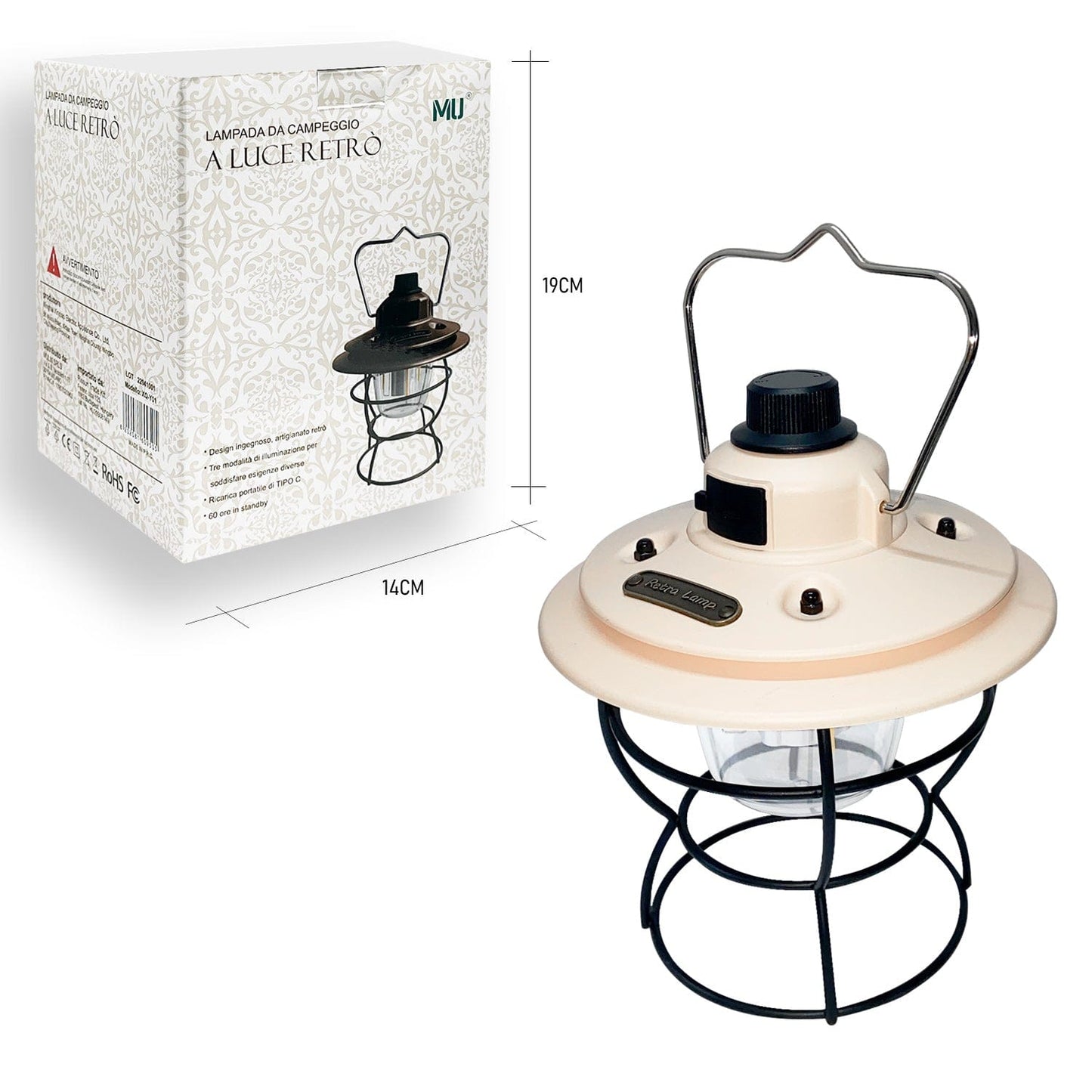 Lampada da Campeggio Ricaricabile Portatile a Luce Retrò 2700-6500K 4W Batteria al litio 18650 2000mAh (XQ-Y01)