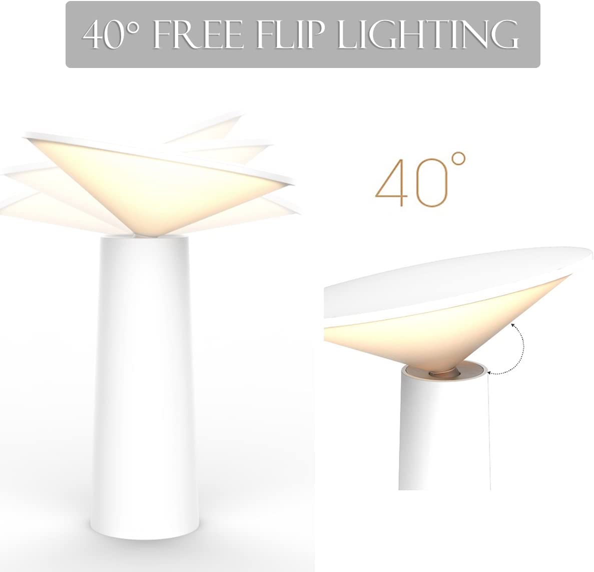 Lampada da Tavolo Senza Fili Ricaricabile USB, Lampada da Scrivania LED Dimmerabile avec Batteria, 3 Colore di Luce, Lampade da Comodino, Per Interno/Esterni, Ristorante,Studio,  [Classe di efficienza energetica A]